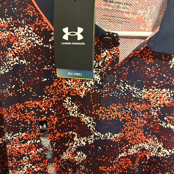 Under Armour Iso-Chill Golf Polo Mens XL Red Design Print NWT. - Picture 2 of 5